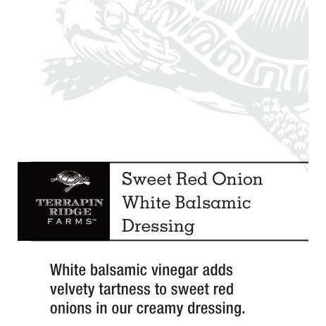 Vinaigrette balsamique blanche à l'oignon rouge doux Shelf Talker pour la vente par Terrapin Ridge Farms