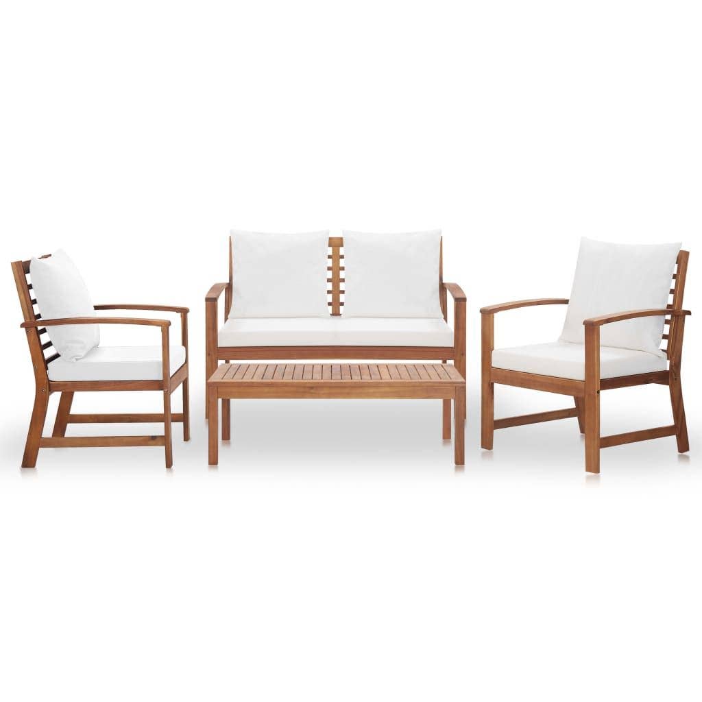 BlakOutlet - Wholesale Patio Set - 4 Piece Garden Lounge Set with Cushions Solid Acacia Wood1