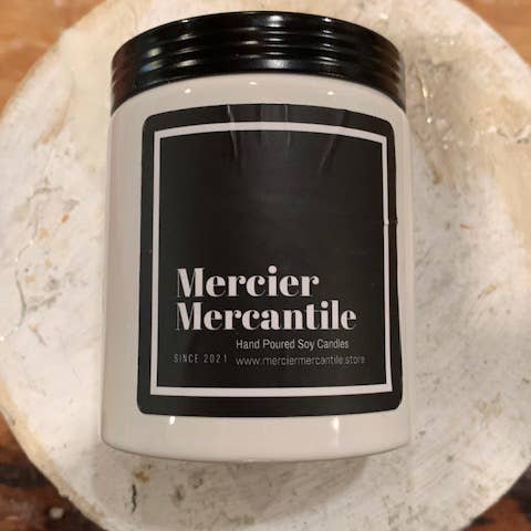 Bougie en pot de céramique blanche ferme pour la vente par Mercier Mercantile