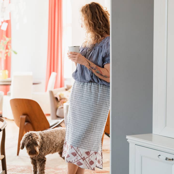 Hand Loomed Cotton SIlk Pencil Skirt for wholesale by Nest Factory