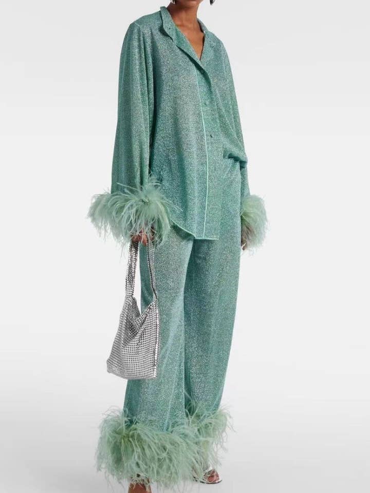 Feather Collar Top with Casual Pants Set and other Purchase Wholesale feather top. Free Returns & Net 60 Terms on Faire trending on Faire.