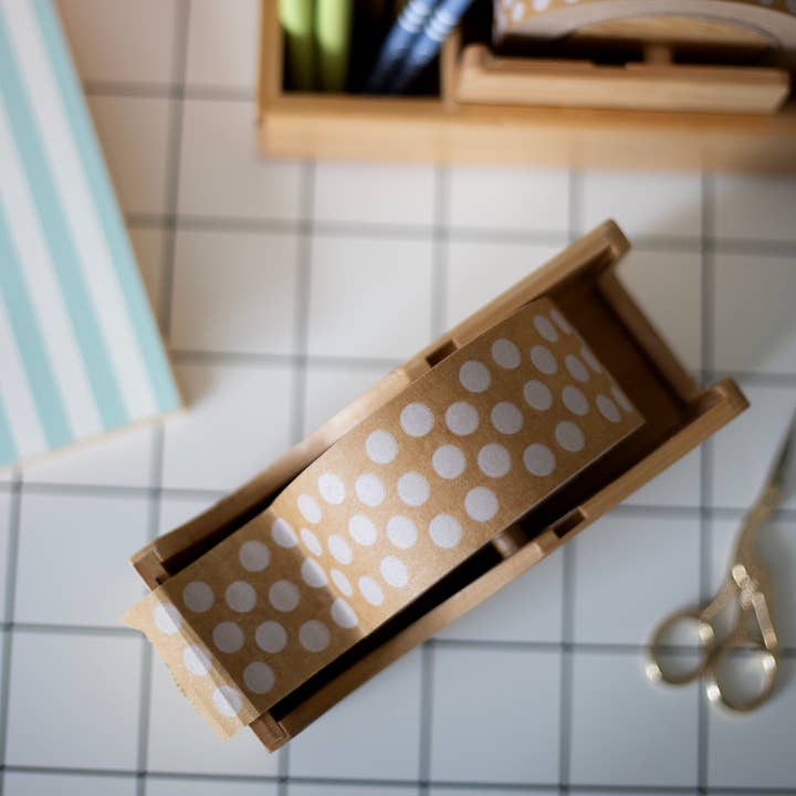 Cascayde – wholesale Tape dispenser – Large Bamboo Tape Dispenser - Desk Stationery2