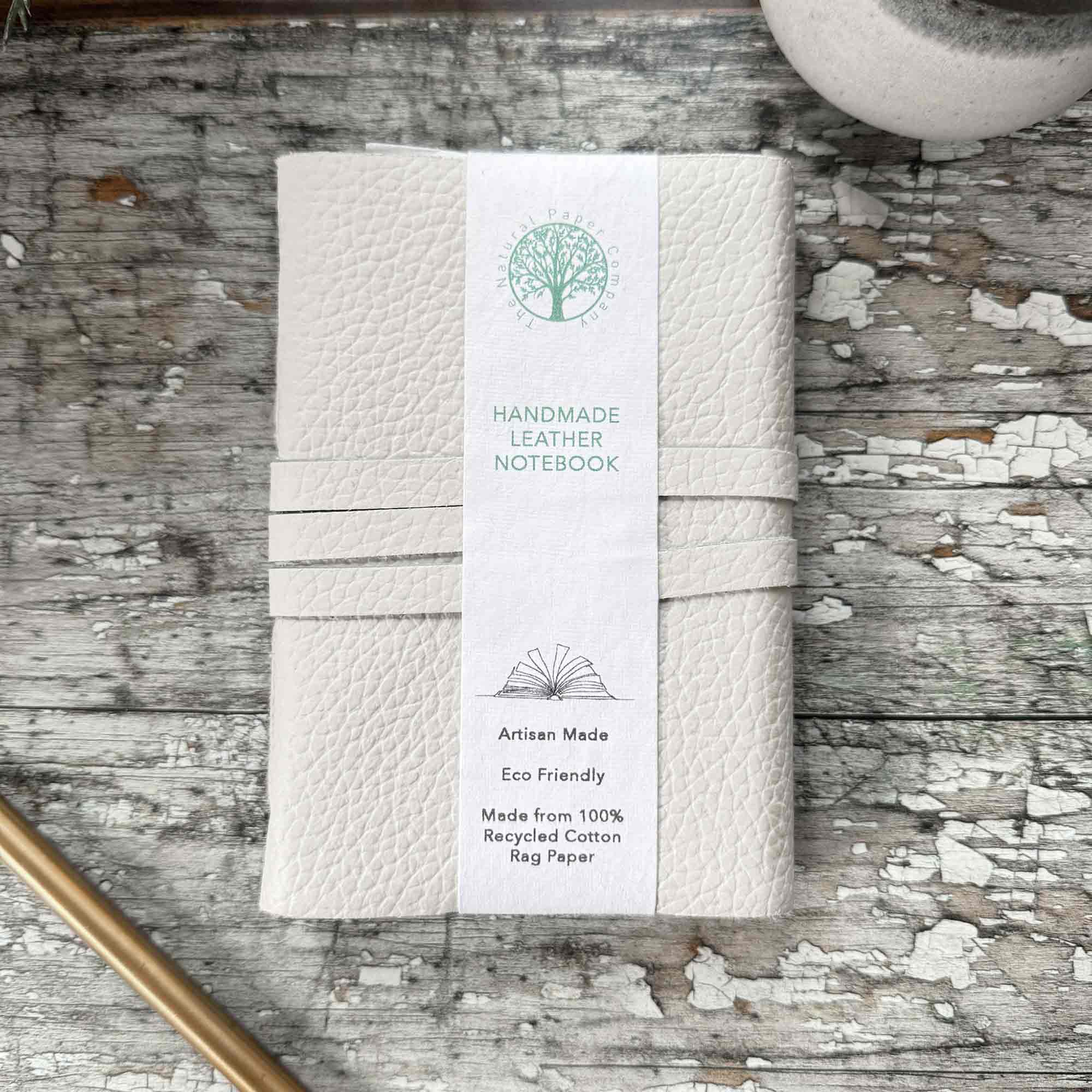 The Natural Paper Company – wholesale Notebook – Ivory Handmade Leather Notebook with gift bag | A6 size3