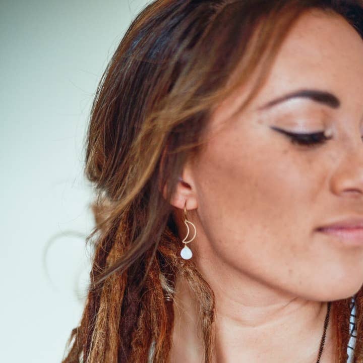 Crescent Moon and Moonstone Earrings for wholesale by Santore Jewelry Company