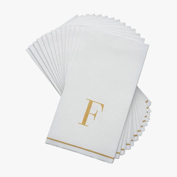 Luxe Party – wholesale Engångsservett – F Gold Monogram Paper Engångs middagsservetter | 14 servetter1