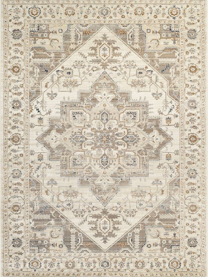 Alara Elfenbensvit Vintage Geometrisk Medaljong Matta för wholesale av Abani Rugs