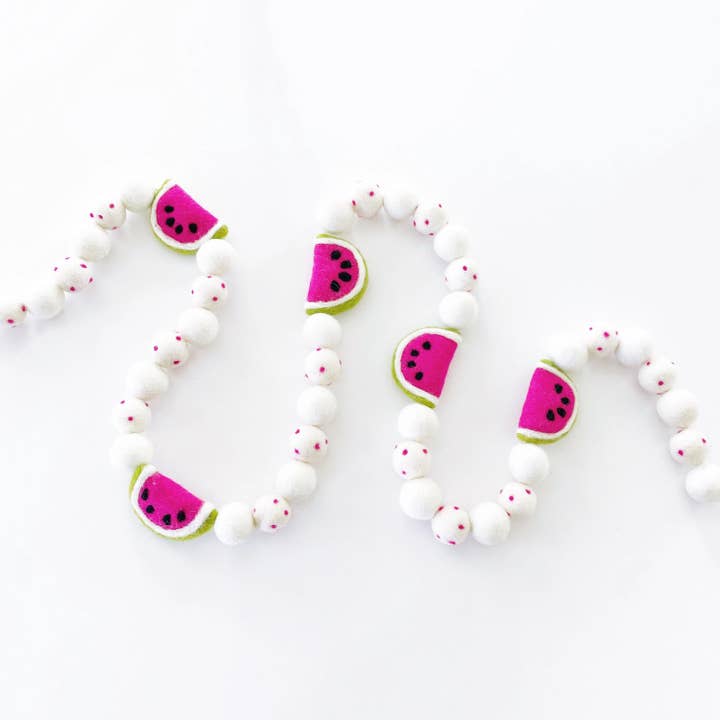 Watermelon Felt Ball Garland for wholesale by Glitter Party Co