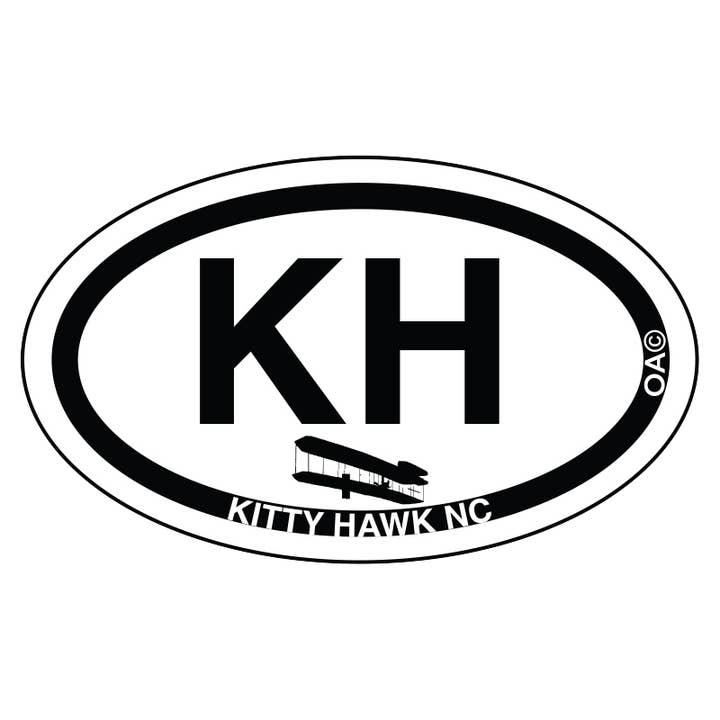 North Carolina Kitty Hawk Plane White Mini Sticker for wholesale by Outdoor Addiction