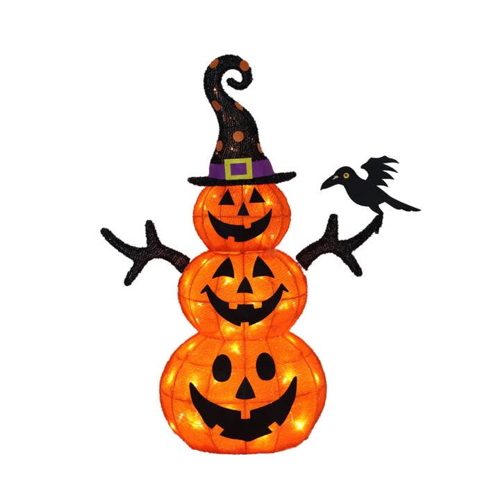 Transpac - Wholesale Christmas Decoration - SALE 27.8In Halloween 3 Stacked Pumpkin Outdoor Decorations