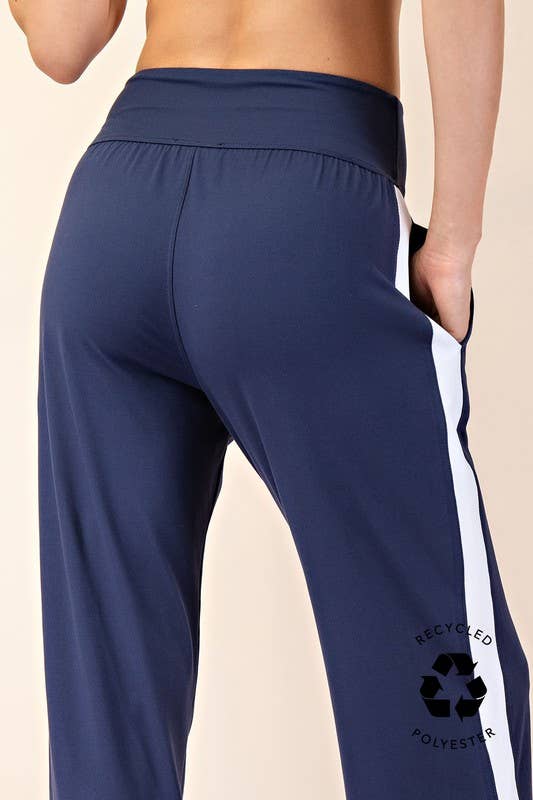 Sunday Morning – Großhandel Hose – Damen – P746337 SOLIDE RECYCELTE BUTTERGESTREIFTE GERADE HOSE14