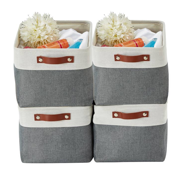 Grand bac de rangement pliable avec poignées, paquet de 4 pour la vente par DECOMOMO