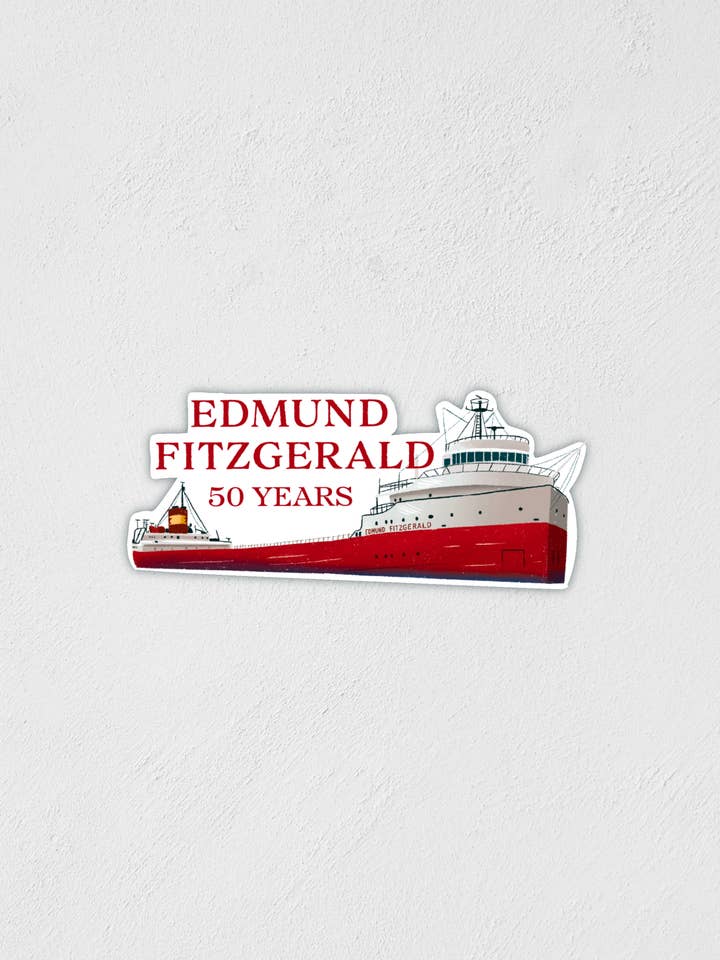 Edmund Fitzgerald Sticker | Hand-Drawn Decal | Little Rocks for wholesale by Little Rocks Design