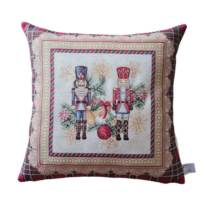 Christmas Pillowcase Nutcracker Tartan Lurex in Gobelin for wholesale by Lunaria Lab