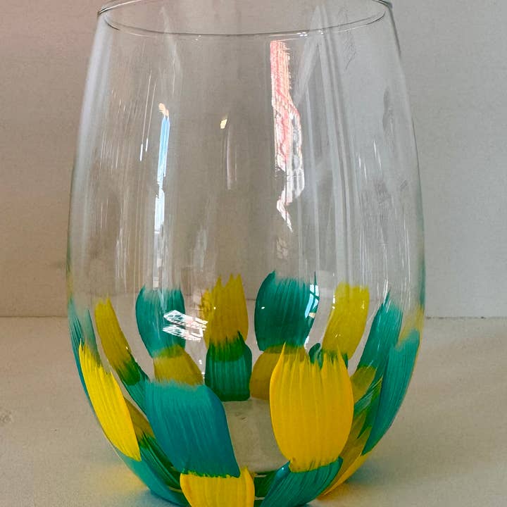 Hand Painted Glass, Co - Wholesale Wine Glass - Two-Tone Color Block Wine Glasses3