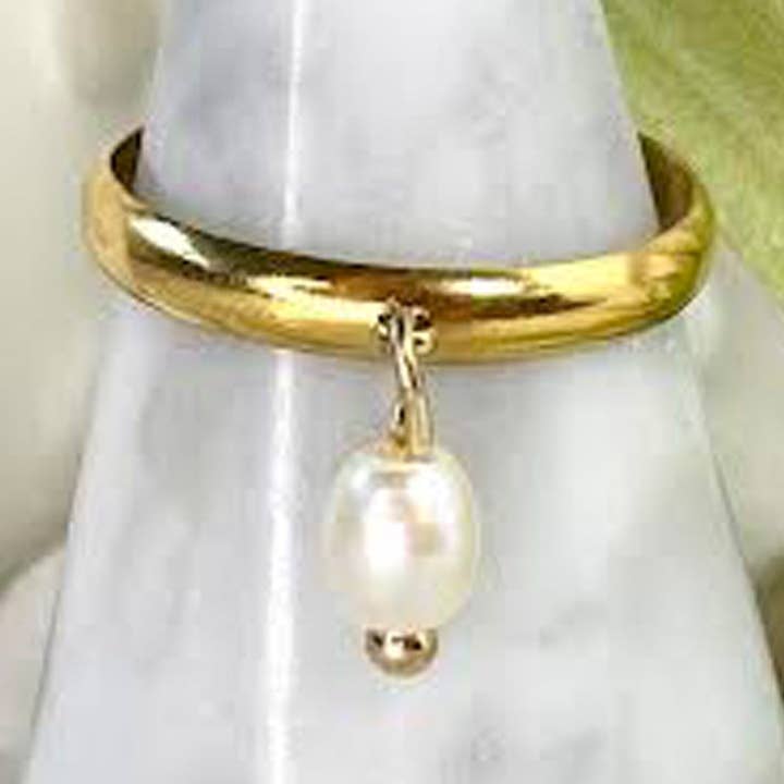 freshwater pearl dangling ring for wholesale by minor metal jewelry