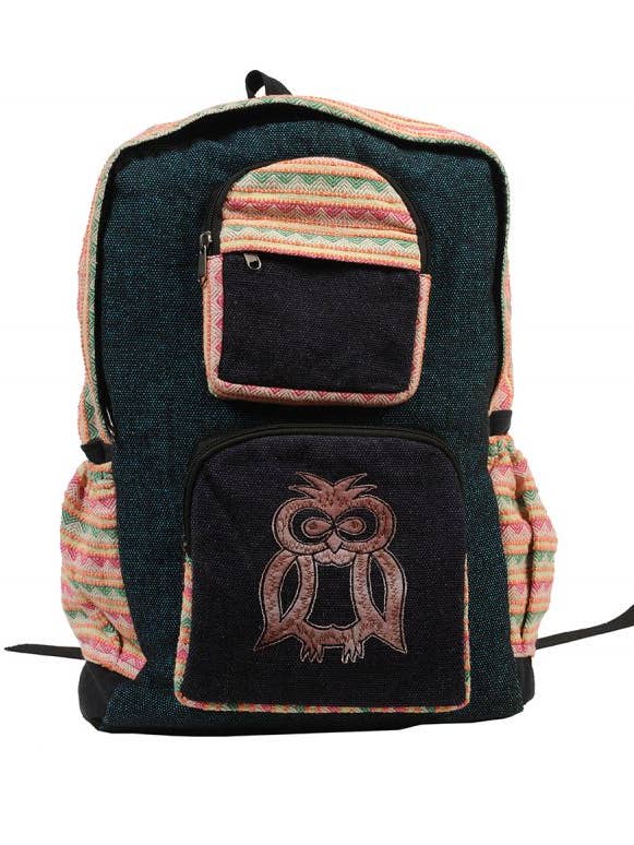 Owl Patch Bohemian Hippie Boho Backpack for wholesale by The Collection Royal / Royal Handicrafts