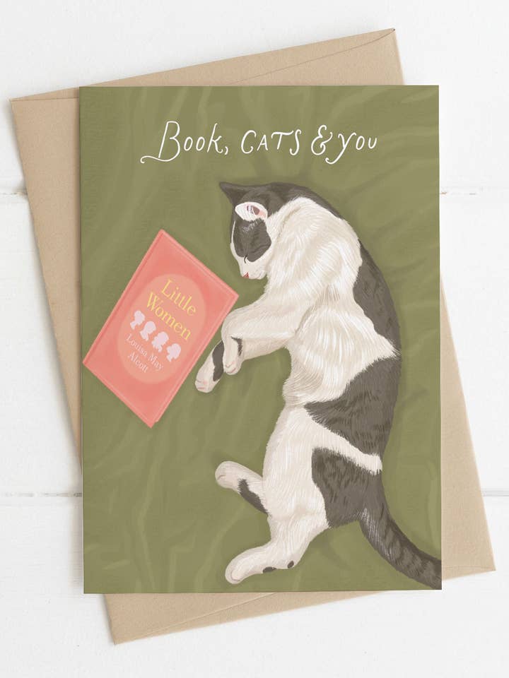 Livre, chats & vous | Carte de la Saint-Valentin pour la vente par Illustrations Its Funny Howww Inc