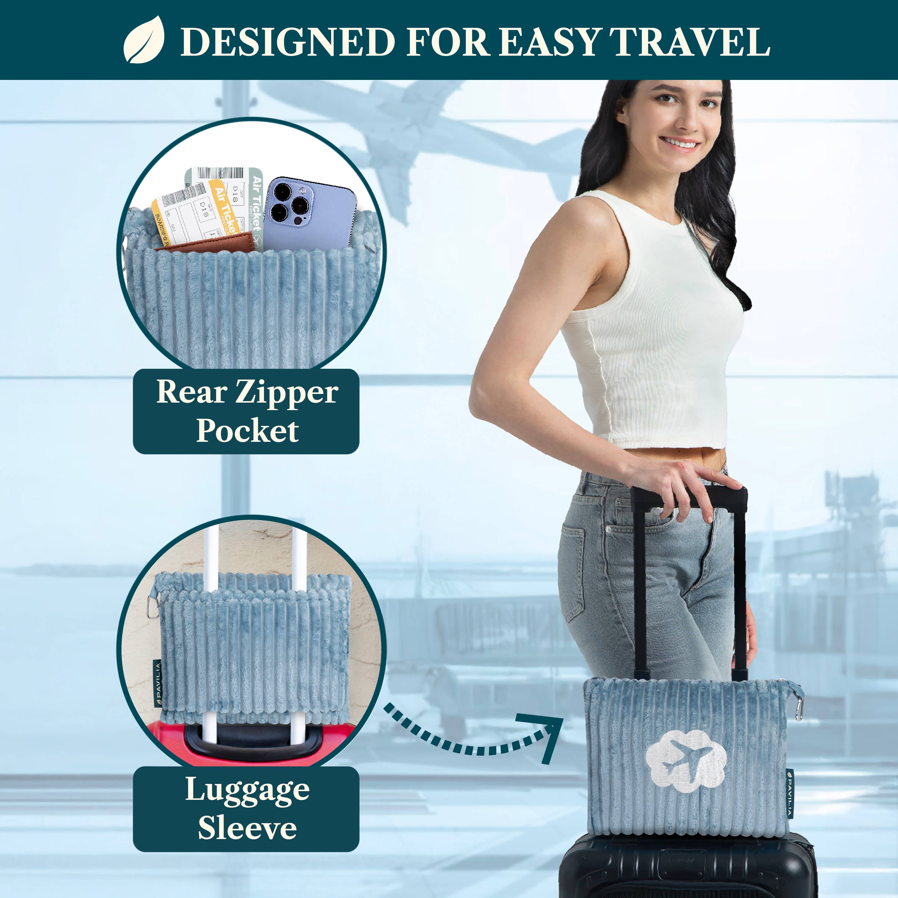 Pavilia - Wholesale Travel Blanket - Airplane Fleece Travel Blanket Pillow4