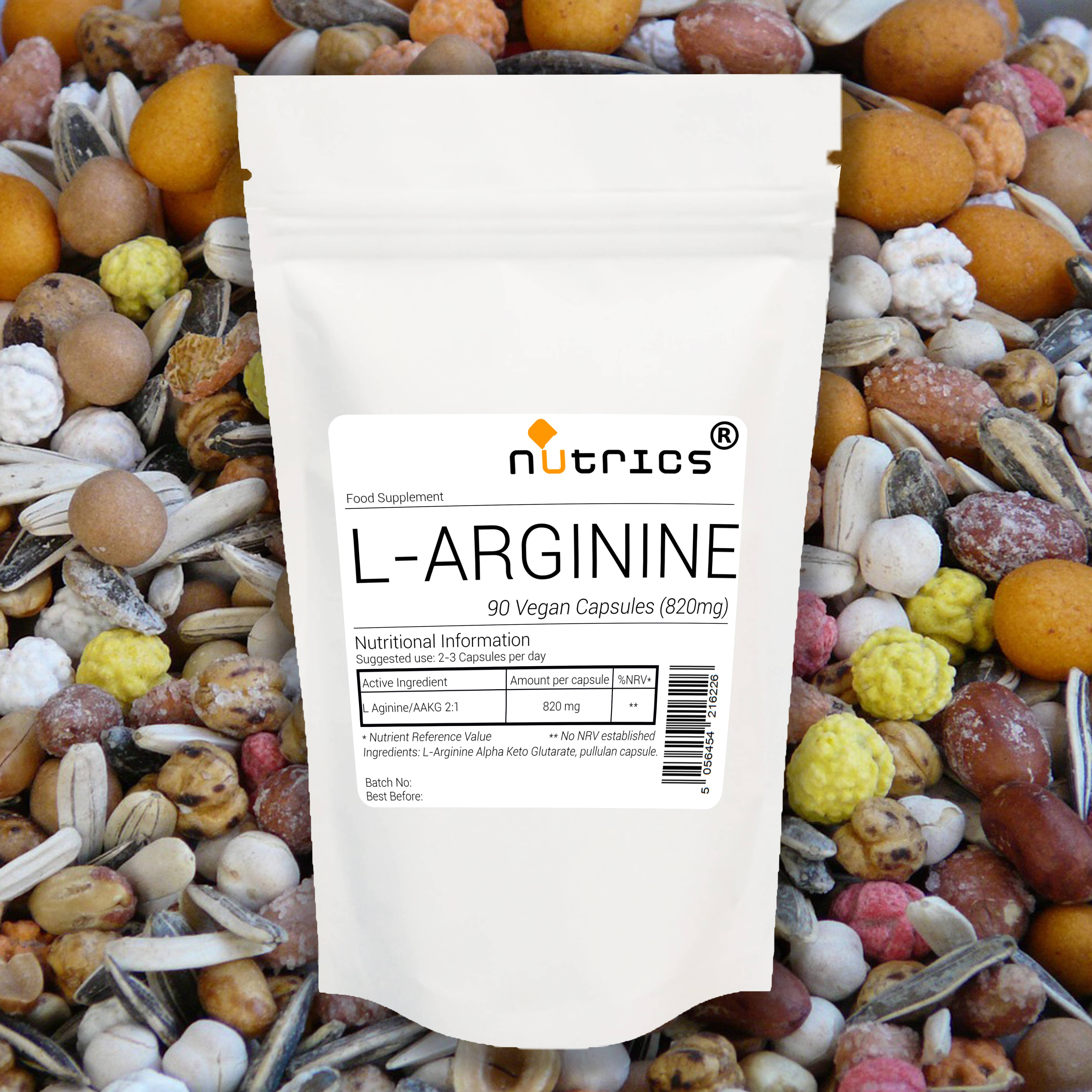 NUTRICS SUPERFOOD - Wholesale Oral Supplement/Vitamin - Nutrics® 100% Pure Vegan L Arginine 820mg x 90 Capsules0