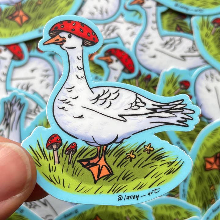 Mushroom Duck Sticker for wholesale by Laney Art