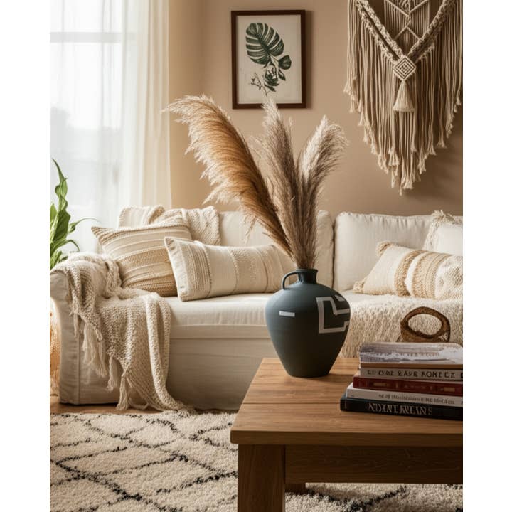 Sagebrook Home - Wholesale Vase - Decorative Vase - Gray Ceramic Painted Aztec Jug, 12 in.1