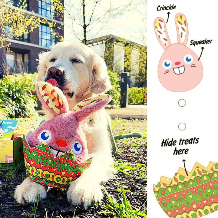 WufWuf - Wholesale Pet plush toy – Dog - WufWuf Rabbit In The Egg Shell Interactive Plush Dog Toy1