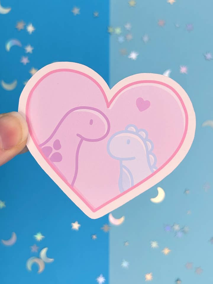 Autocollant Unique Dinos Amoureux pour la vente par Poppodopolis