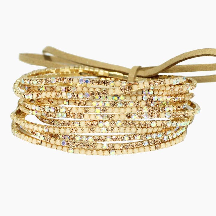 SOPHIA WHOLESALE - Wholesale Jewelry Set - Pave rhinestone multi layered stretch bracelet set 6572JF
