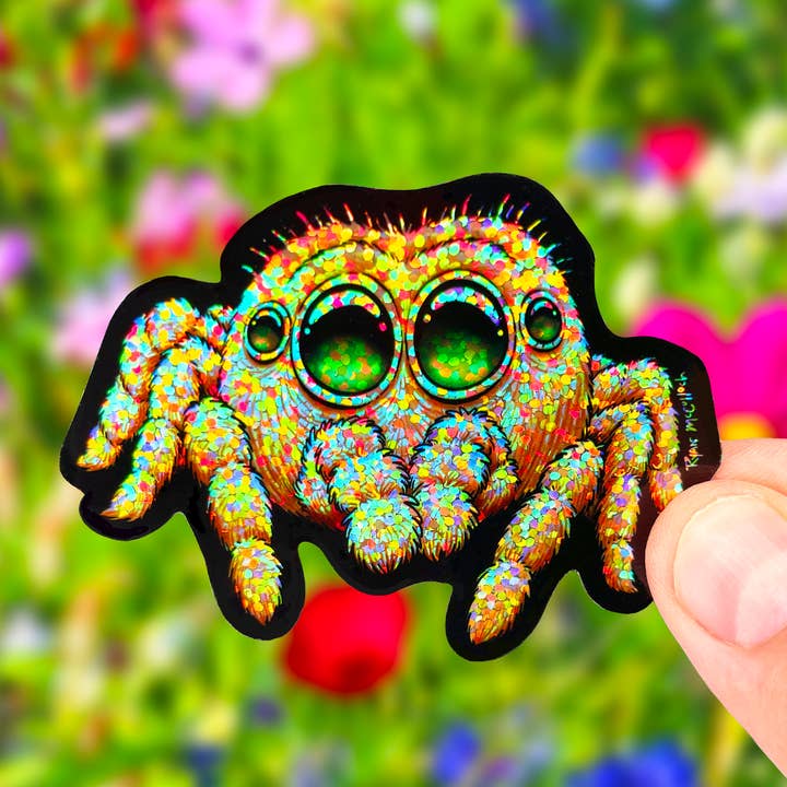 PEGATINA CON PURPURINA: pegatina Jumping Spider para venta al por mayor de Ryan McCulloch Art