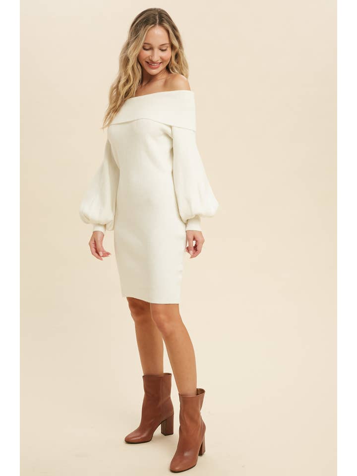 Bluivy - Wholesale Dress - Women's - OFF SHOULDER SWEATER DRESS25