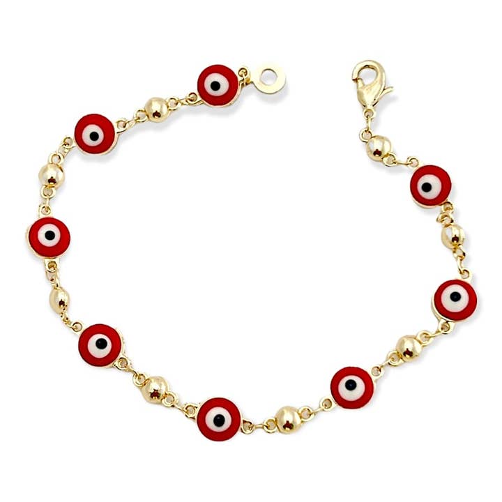 Red Evil Eye 18kts of Gold Plated Bracelet for wholesale by Raf Rossi Gold Plated