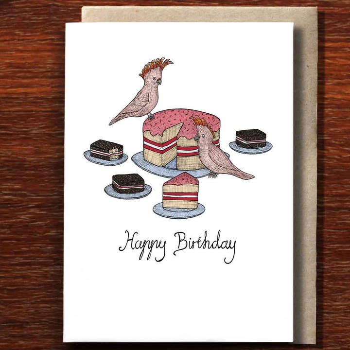 The Nonsense Maker - Wholesale Birthday Card - Cockatoo Cake - Greeting Card