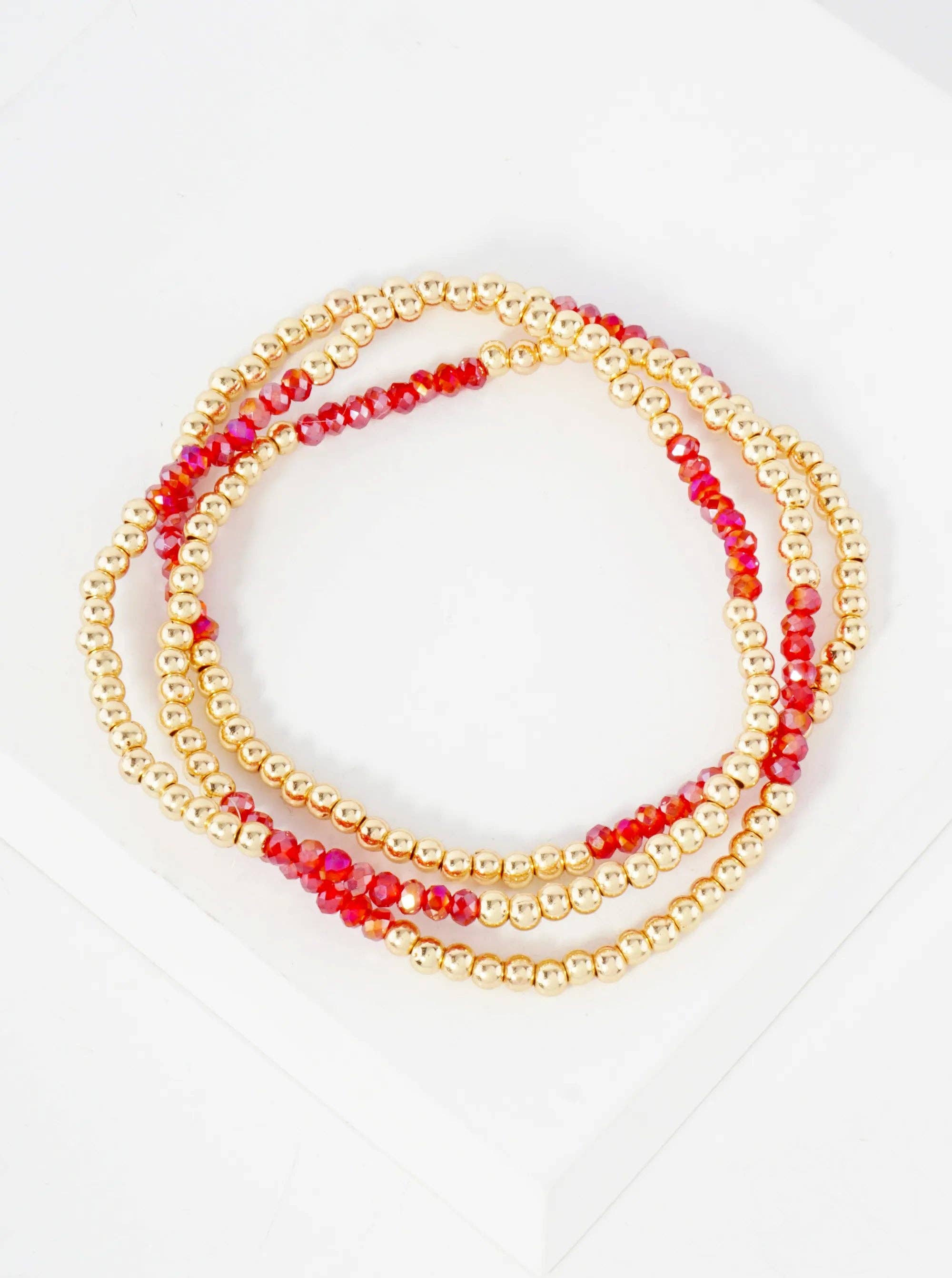 Wild Honey - Wholesale Jewelry Set - 3PC-Set Skinny Metallic Glass Beads Stackable Stretch Bracelets13