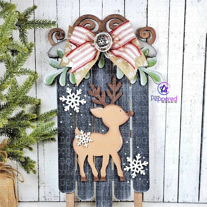 Home Decor - Oh Deer Christmas Sled UNFINISHED for wholesale by The Peppered Cookie