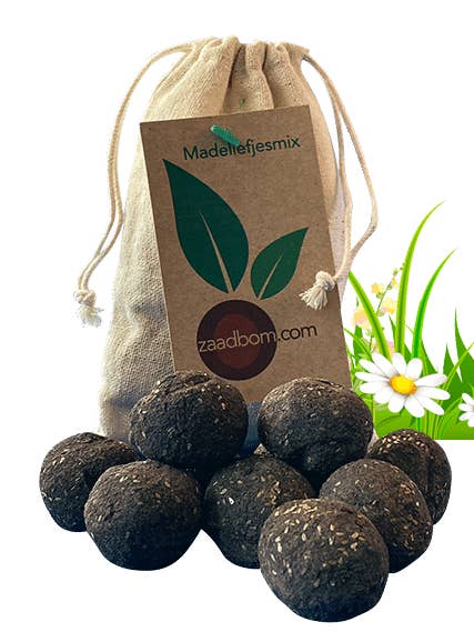 10 Seed Bombs In Jute Bags Daisy Mix for wholesale by Zaadbom
