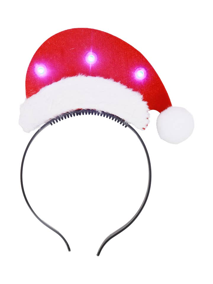 ASSORTED Metallic Christmas Santa Hat Light-up Headband for wholesale on Faire6