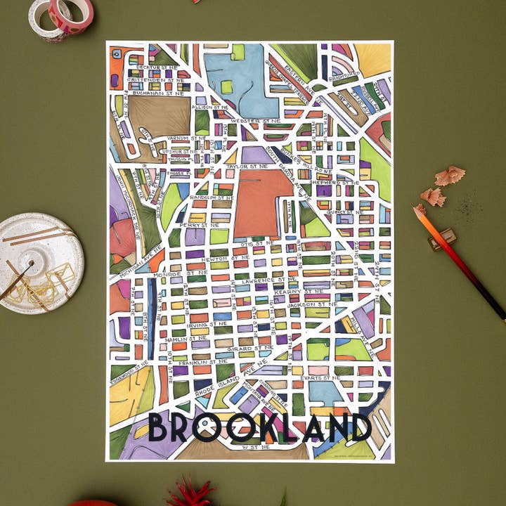 Brookland Kartkonst Tryck för wholesale av Terratorie Maps + Goods