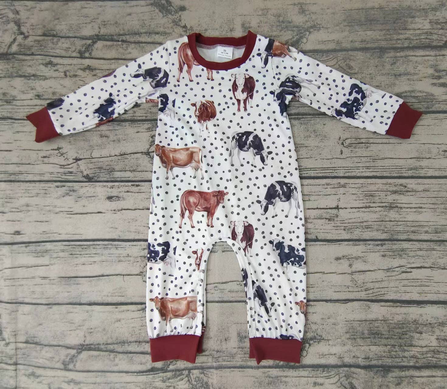 Aier Wholesale - Wholesale Jumpsuit - Baby - Baby girls boys western cow dots rompers1
