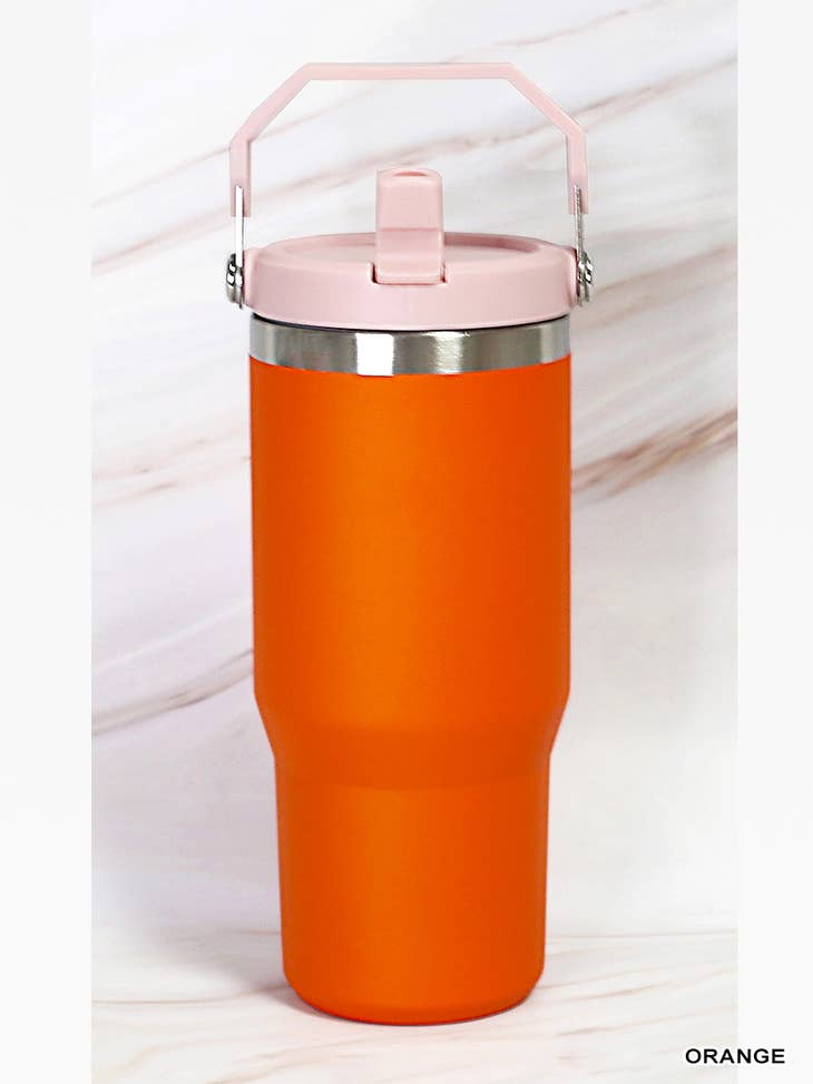 Sublimation 30-ounce Flip Straw Tumbler, Carry handle, Stainless Steel