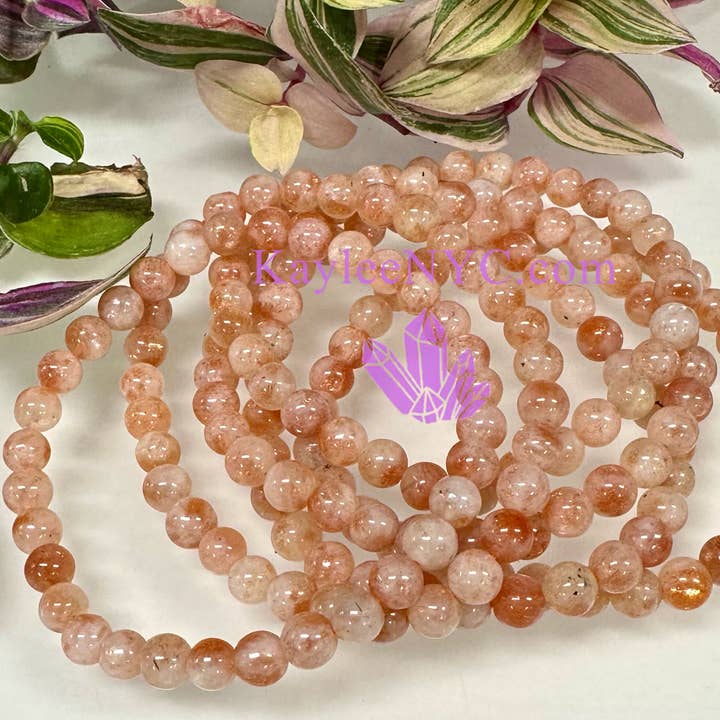 KayleeNYC - Wholesale Beaded Bracelet - 6mm Natural Sunstone 7.5” Stretch Bracelet1