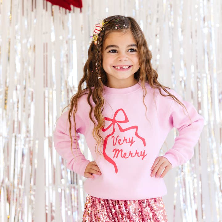 Benny & Ray Apparel - Wholesale Sweatshirt - Kids - Very Merry Coquette Bow Merry Christmas Girl Winter sweater3