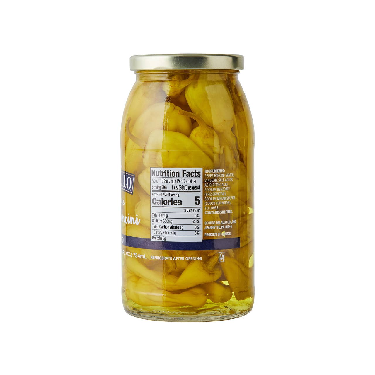 Delallo - Wholesale Pickled Vegetables - Whole Mild Pepperoncini Peppers (25.5 oz.)1