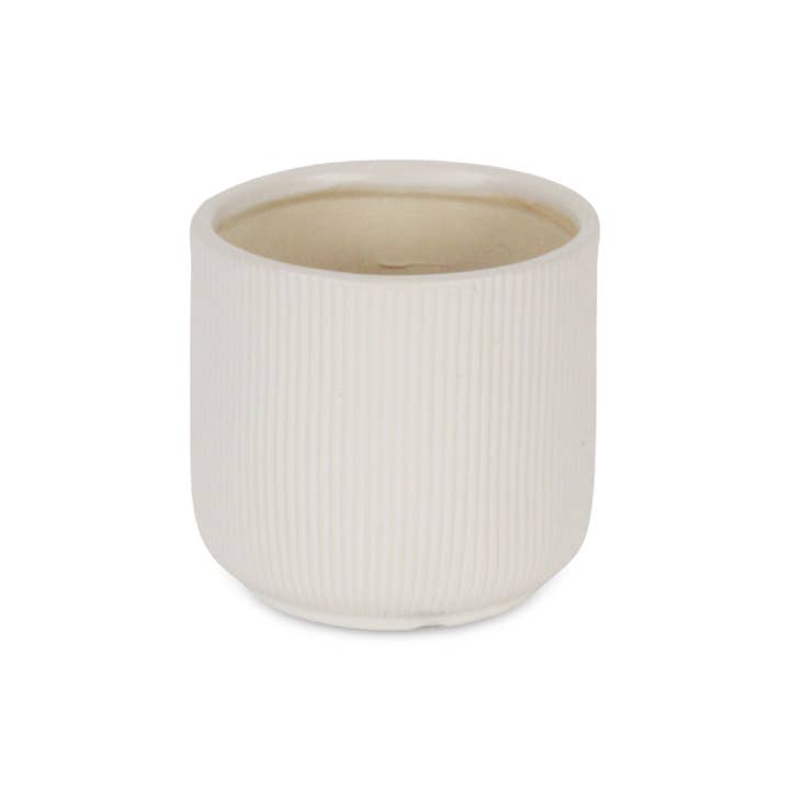 Cheungs Home Decor - Vente Pot - Pot rond en céramique à motif strié Currula - Blanc5