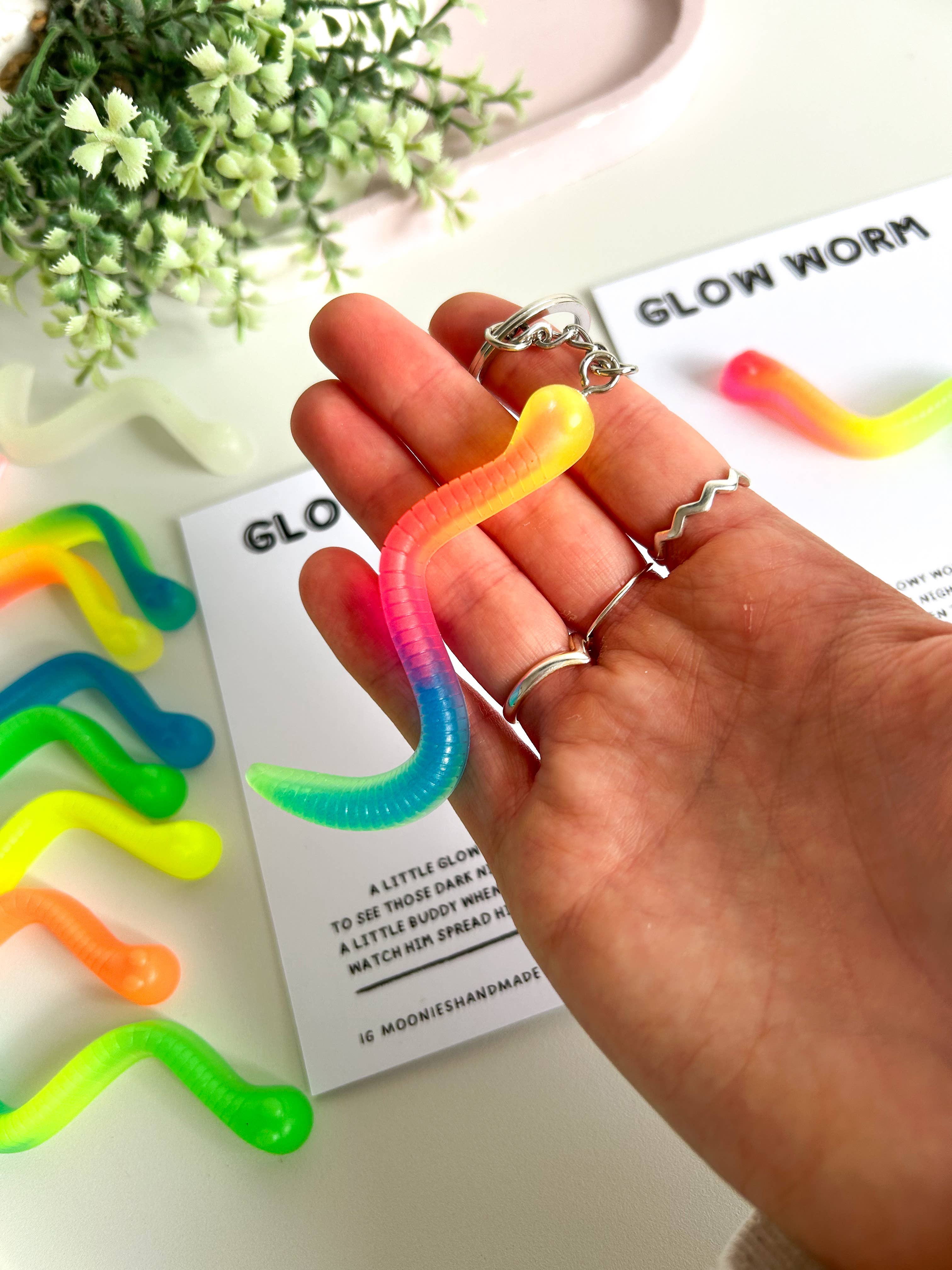 Moonieshandmade – wholesale Keychain – Unisex – Glow Worm Keychains, Glow In The Dark Keyrings, Worm Keyring4