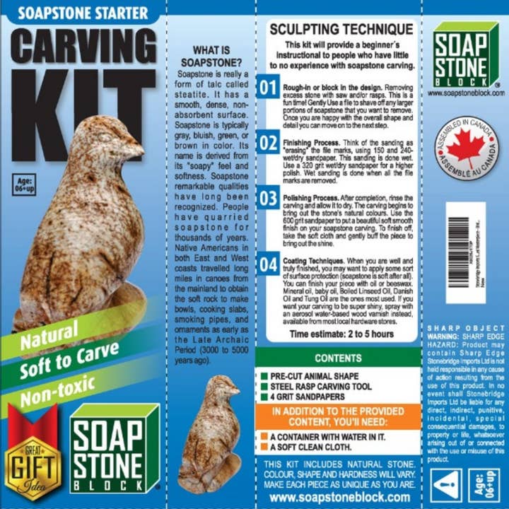 Soapstone Block - Vente Kit de bricolage - Kit de sculpture en stéatite - Oiseau4