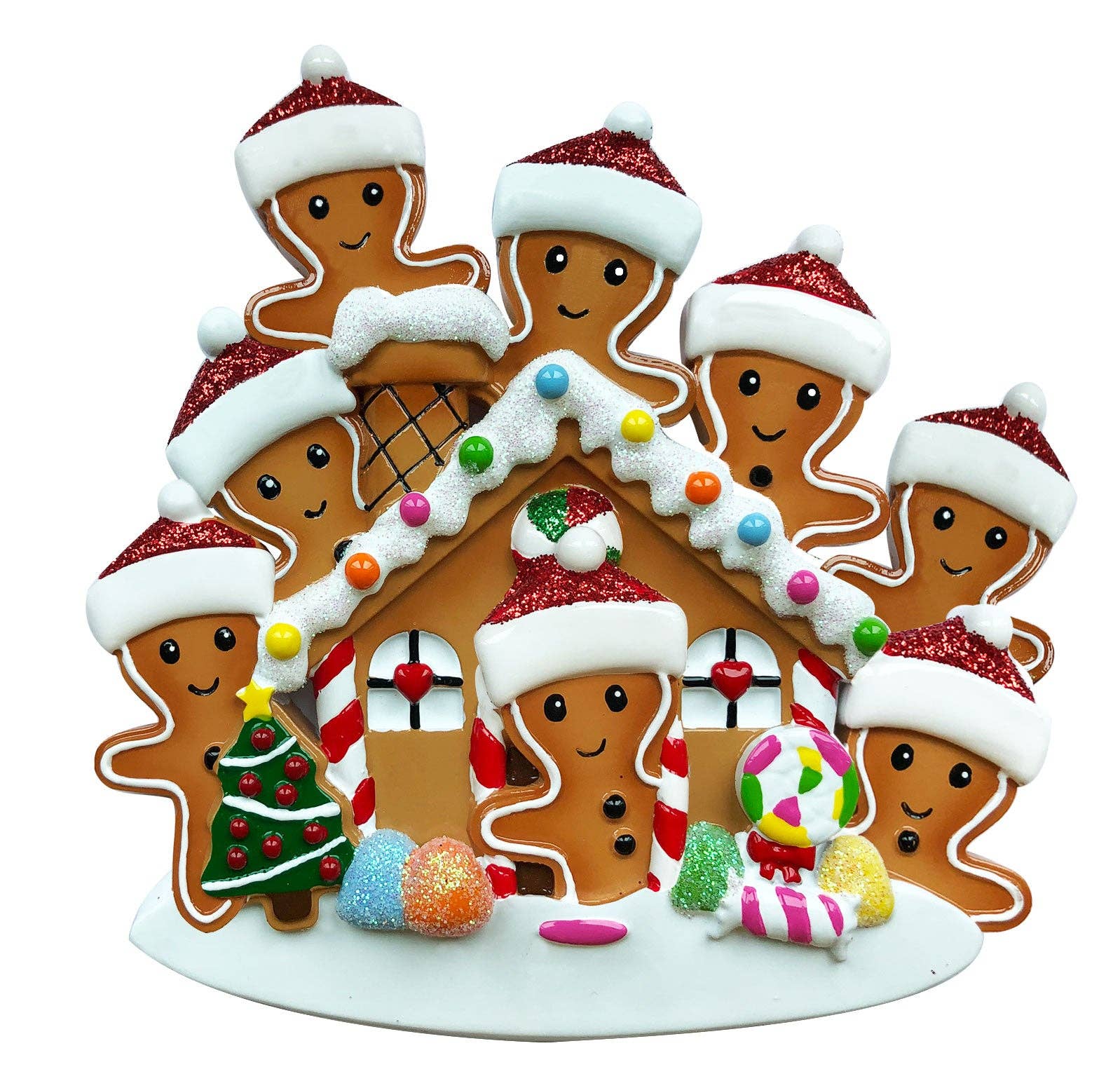 PolarX Ornaments - Vente Objets de décoration - Ornement personnalisé Gingerbread House Family6