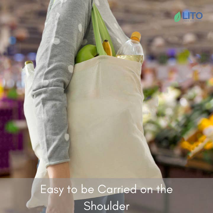 LITO Linen and Towel - Wholesale Tote Bag - Unisex - Natural Cotton Tote bag Reusable 15x16 Inch