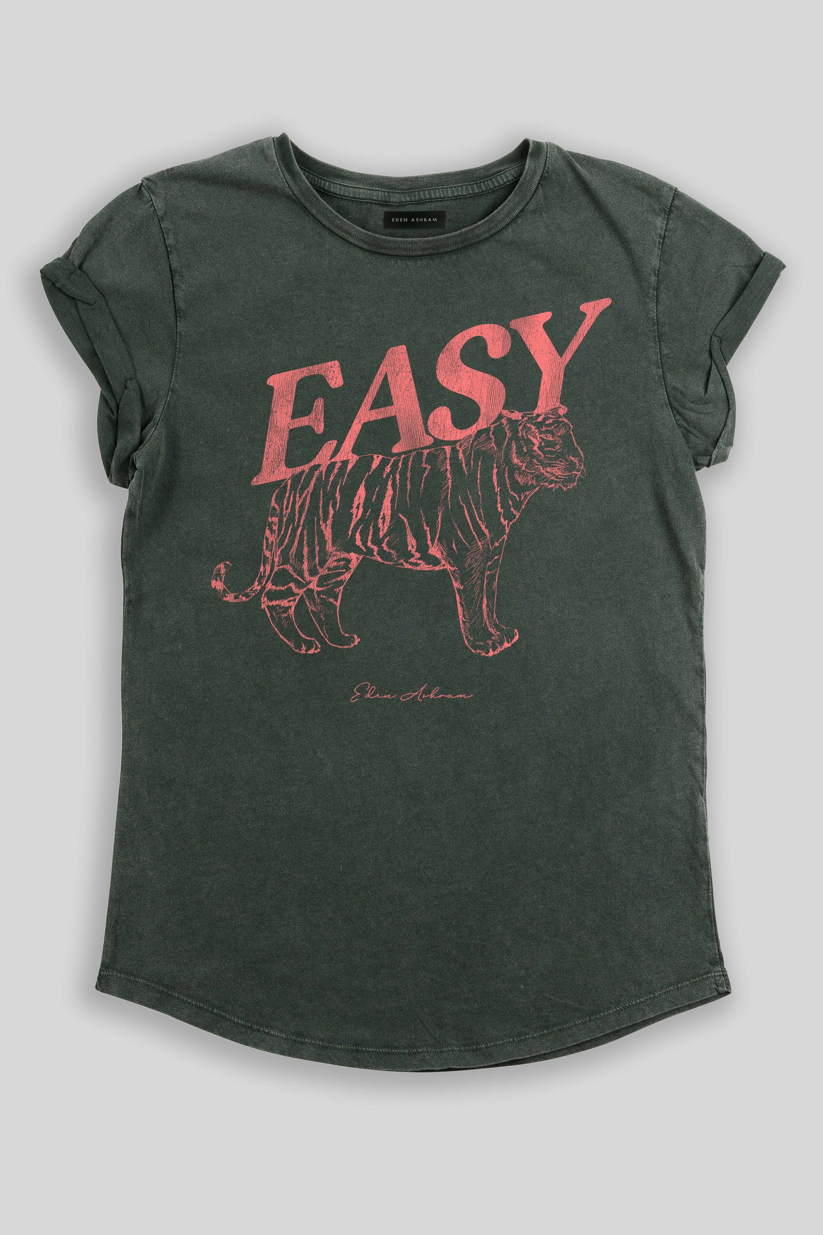 Eden Ashram - Vendita all'ingrosso Maglietta serigrafata - Donna - T-shirt premium con maniche arrotolate Easy Tiger7