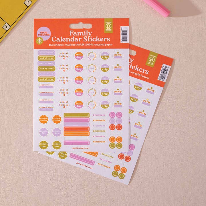 Pegatinas para el Calendario Familiar | Pegatinas de Papel Reciclado para venta al por mayor de Good Tuesday (Once Upon a Tuesday)