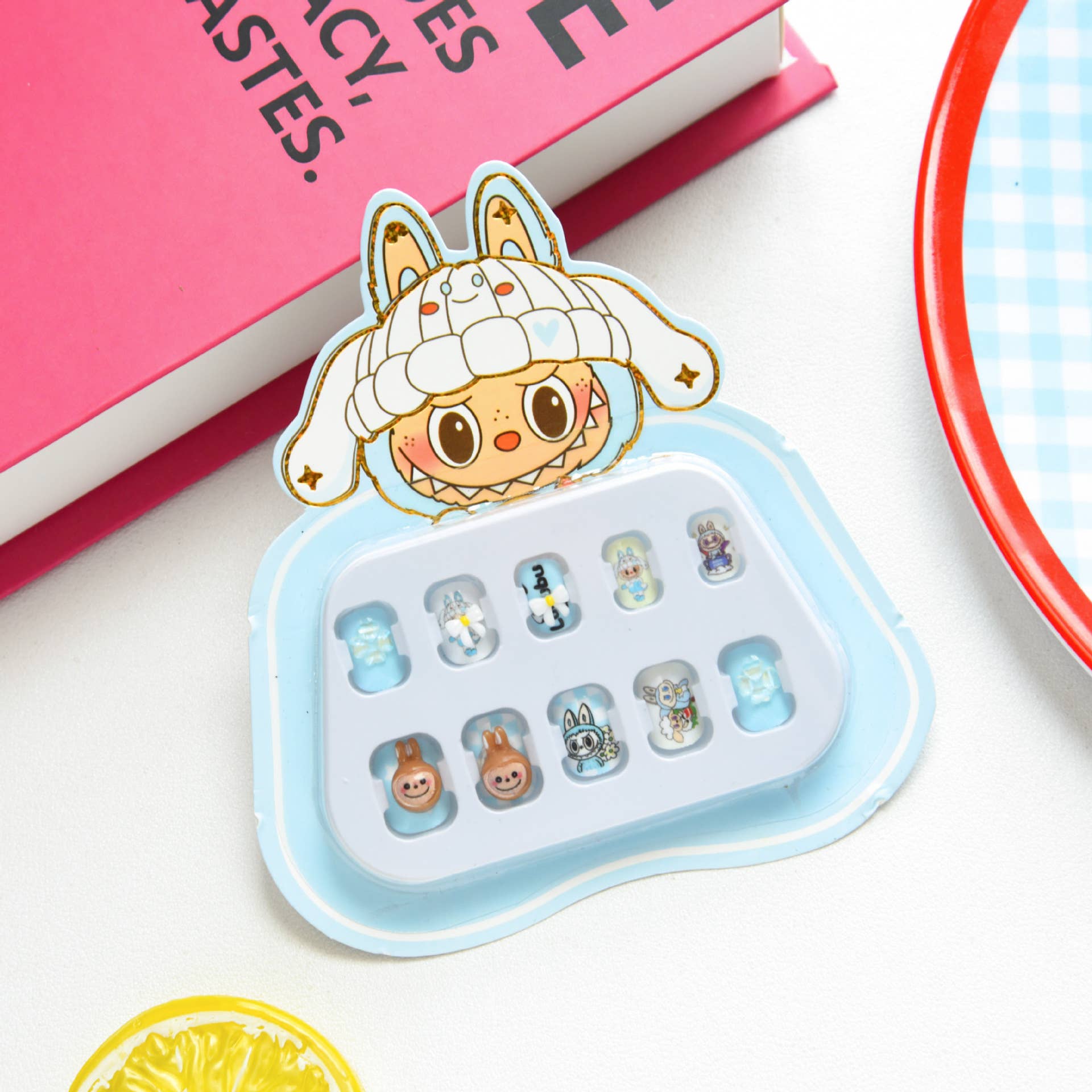 Sparkling Extras - Wholesale Press-On/Fake Nails - Labubu Kids Press-On Nails Purple Cartoon Girls False Nails 1